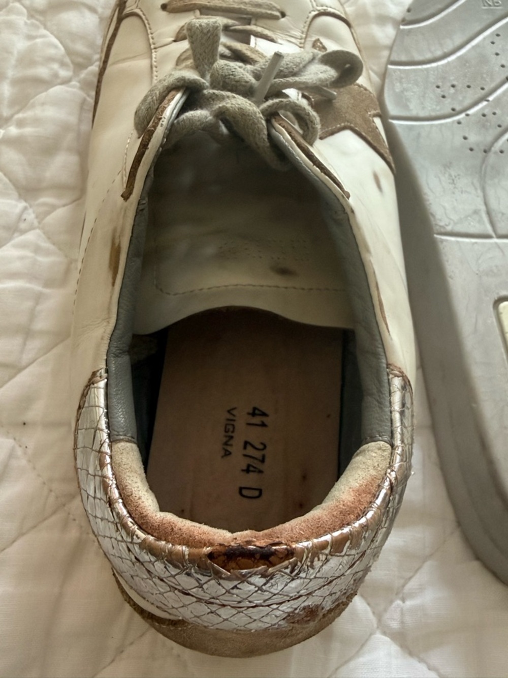 Golden Goose Superstar Sneakers White Taupe Star Distressed Leather 41 Italy - Picture 4 of 15